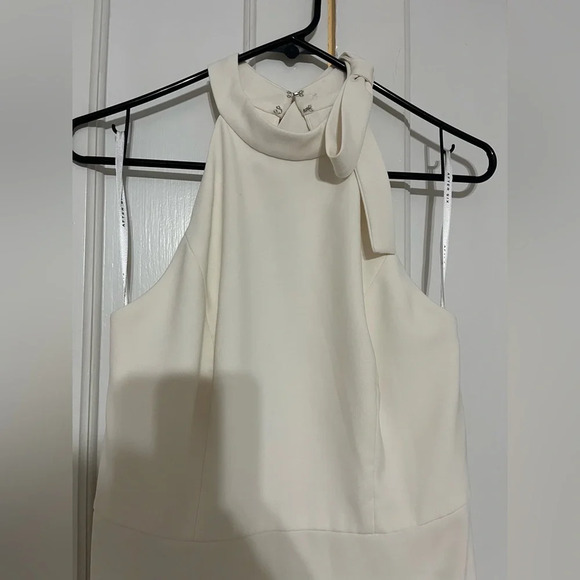 After Six Ivory Bow Neck Crepe Cutout Gown 6827 - Picture 4 of 7